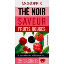 Monoprix thé noir saveur fruits rouges 25 sachets 40g - Monoprix