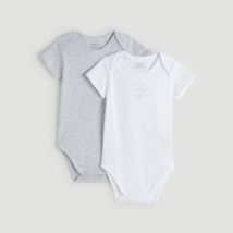 Bout'chou lot de 2 bodies blanc gris manches courtes 9m pour Bébé