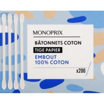 Monoprix bâtonnets coton tige papier x200 - Monoprix