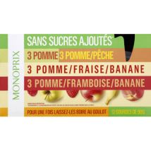 gourdes compotes sans sucres ajoutés, 4 variétés 12x90g - Monoprix