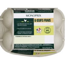 oeufs de poules elevées en plein air x6 - Monoprix