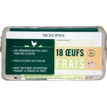Monoprix œufs frais de poules élevées en plein air x18 - Monoprix