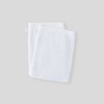 2 gants de toilette, blanc, coton bio - Monoprix