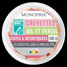 Monopri crevettes décortiquées cuite sauce ail et persil 100g - Monoprix