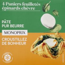 Monoprix panier feuilletés chèvre epinard x4 400g - Monoprix