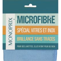 Monoprix lavette microfibre spéciale vitre et inox 30x31 - Monoprix