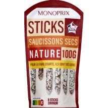Monoprix sticks saucissons sec pur porc nature 100g - Monoprix
