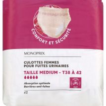 culottes s pour fuites urinaires taille m - 38 à 42 pour femme - Monoprix