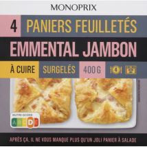 Monoprix pâte pur beurre paniers feuilletés emmental & jambon x4 - Monoprix