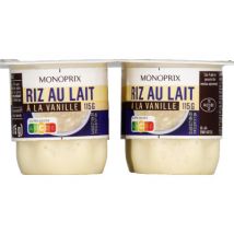 Monoprix riz au lait vanille 4*115g - Monoprix