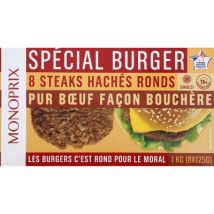 Monoprix 8 steaks hachés rond burger 1kg - Monoprix