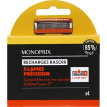 recharges rasoir 5 lames précision x4 - Monoprix