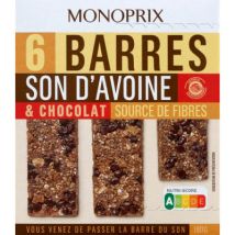 Monoprix barres son avoine chocolat 150g - Monoprix
