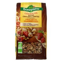 Bonneterre céréales croustillantes fraises et framboises bio 375g Biologique