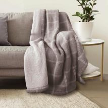 Sherpadecke 150x200cm grau Karo