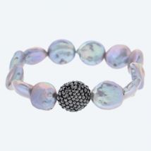 Zugarmband Coin Keshi Perle + Kristalle