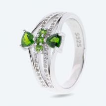 Ring 925 rhodiniert Chromdiopsid