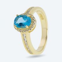 Ring 925 Silber vergoldet Topas behandelt