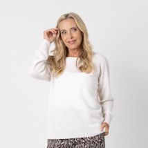 100% KASCHMIR Pullover, Rundhals, offwhite