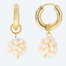 Creolen Edelstahl vergoldet Süßwasserzuchtperlen