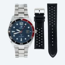 Time Piece Herren-Funkuhr + zusätz. Lederband