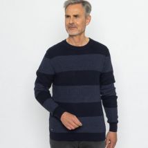 Herren-Streifen-Pullover marine/blau