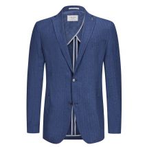 Carl Gross Teilgefüttertes Leinensakko mit Fischgrät-Muster