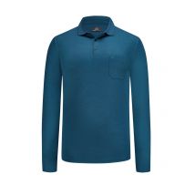 Ragman Langarm-Poloshirt in softem Bicolor-Strick