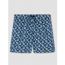 Paul & Shark Schnelltrocknende Badehose mit Hai-Print und Kordelzug