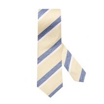 J. Ploenes Krawatte aus Seide und Leinen mit Blockstreifen