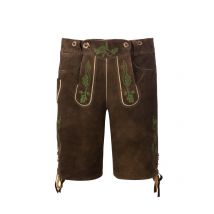 Meindl Lederhose Aschheim mit grüner Reliefstickerei in 27