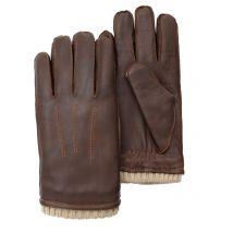 Pearlwood Lederhandschuhe mit Strickbund und Fleecefutter in M