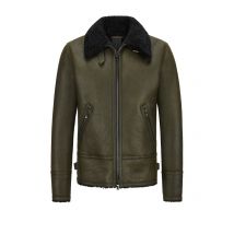 Werner Christ Genarbter Lammfellblouson mit Fellkragen in 54