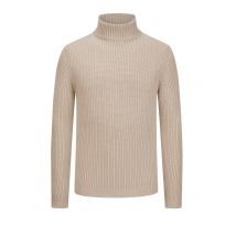 Daniele Fiesoli Softer Merino-Pullover in Rippstrick mit Turtleneck in XXL