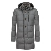 Gimo's Daunenmantel aus Technoflanell mit abtrennbarem Pelz-Besatz in 56