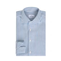 Alessandro Gherardi Gestreiftes Vollzwirn-Baumwollhemd mit Haifischkragen in 40