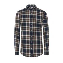 R2 Flanellhemd mit Karomuster und Button-Down-Kragen in L