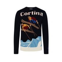 Mc2 Saint Barth Rundhalspullover aus einem Wolle-Kaschmir-Mix mit Cortina Ski-Motiv in L