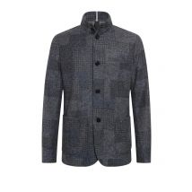 Distretto Softes Casual-Sakko mit Patchworkmuster und Stehkragen in 46