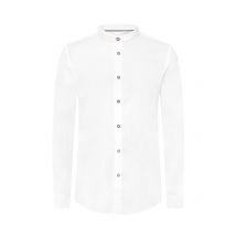 Amsel Baumwoll/Leinen Trachtenhemd mit Stehkragen, Slim Fit in XL