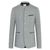 Amsel Trachtenjanker aus Leinen mit Stehkragen und Wappenknöpfen in 44