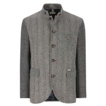 Luis Trenker Janker mit Strickakzenten und Fischgrät-Muster in 46