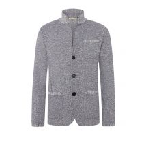 Maurizio Baldassari Cardigan in Sakko-Optik mit Mouliné-Baumwolle und Stehkragen in 48