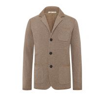 Maurizio Baldassari Cardigan in Sakko-Optik mit Mouliné-Baumwolle und Stehkragen in 52