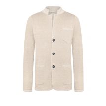 Maurizio Baldassari Cardigan in Mouliné-Qualität mit Leinenanteil und Stehkargen in 56