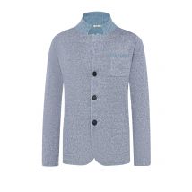 Maurizio Baldassari Cardigan in Mouliné-Qualität mit Leinenanteil und Stehkargen in 48