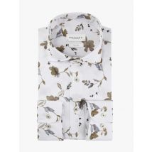Profuomo Bügelfreies Baumwollhemd mit floralem Print, Slim Fit in 38S