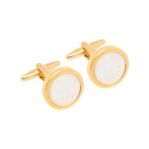 Lindenmann Vergoldete runde Manschettenknöpfe mit Perlmutteinlage in 0