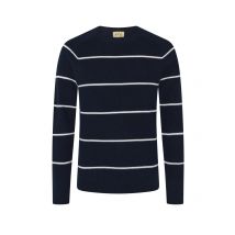 FTC CASHMERE Rundhalspullover mit Streifen aus einem Baumwolle-Kaschmir-Mix in 48