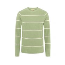 FTC CASHMERE Rundhalspullover mit Streifen aus einem Baumwolle-Kaschmir-Mix in 50